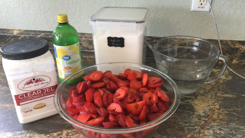 Fresh Strawberry and Clear Gel are essential for canned strawberry pie filling