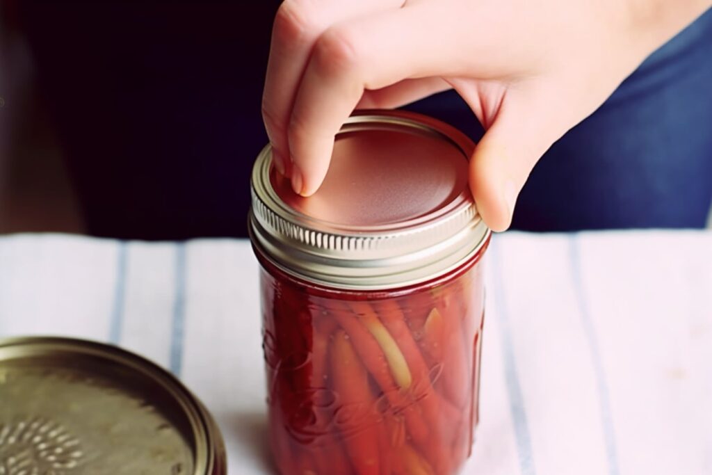 How to seal canning jars without boiling - Hard press the center of canning lid to check the seal process