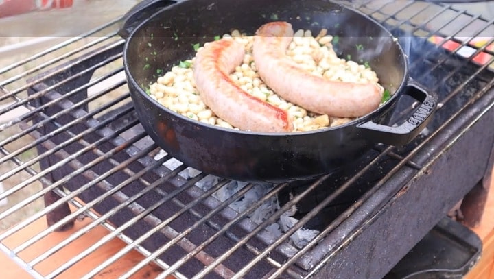 catalan sausage and beans final step is just to add the sausage again