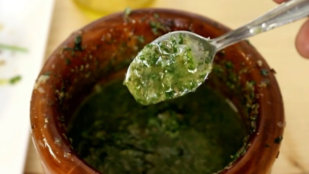 papas arrugas green mojo sauce is ready